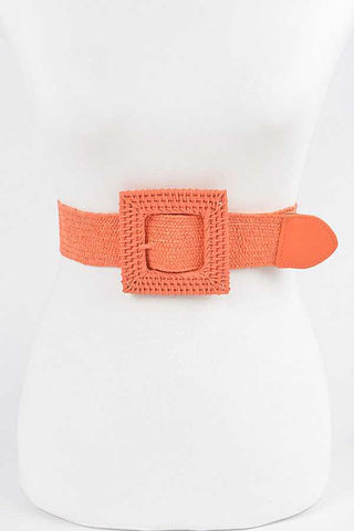 Faux Leather Buckle Belt: Black