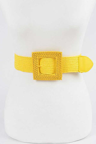 Faux Croc Buckle Belt: Green