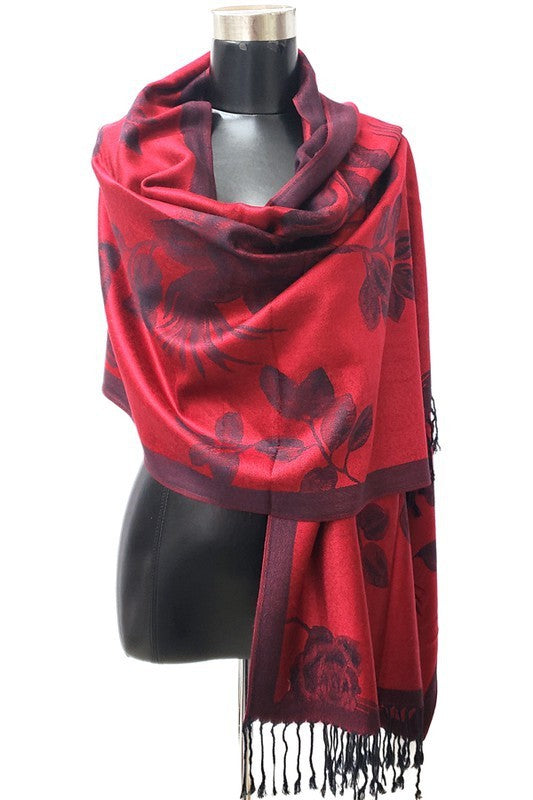 Silk Blend Floral Pashmina: Green