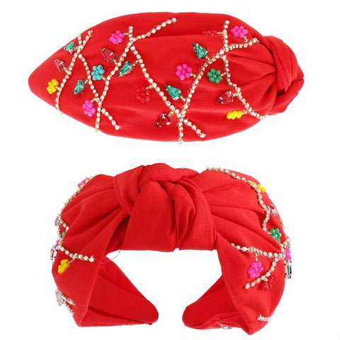 Candy Canes Ornate Headband: Pink