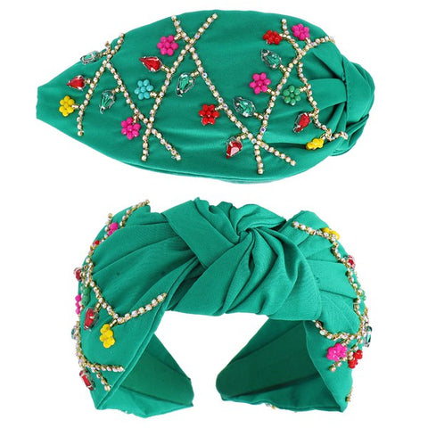 Candy Canes Ornate Headband: Green