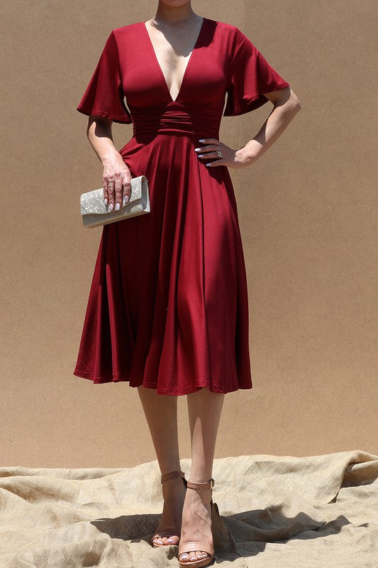 Burgundy Silky Jersey Dress