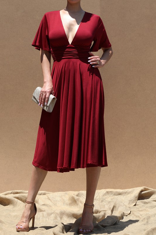 Burgundy Silky Jersey Dress