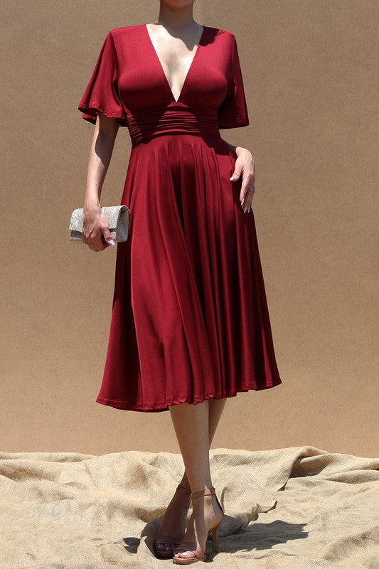 Burgundy Silky Jersey Dress