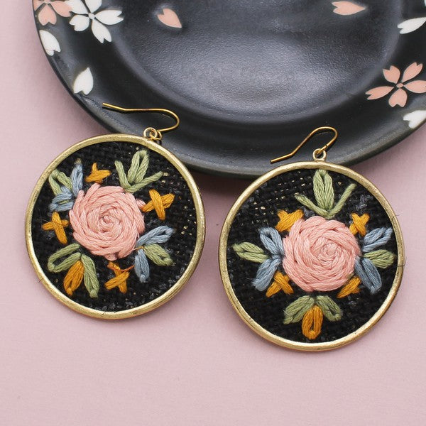 Crossstich Floral Earrings