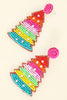 Rainbow Christmas Beaded Earrings