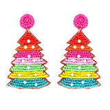 Rainbow Christmas Beaded Earrings