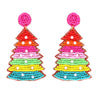 Rainbow Christmas Beaded Earrings