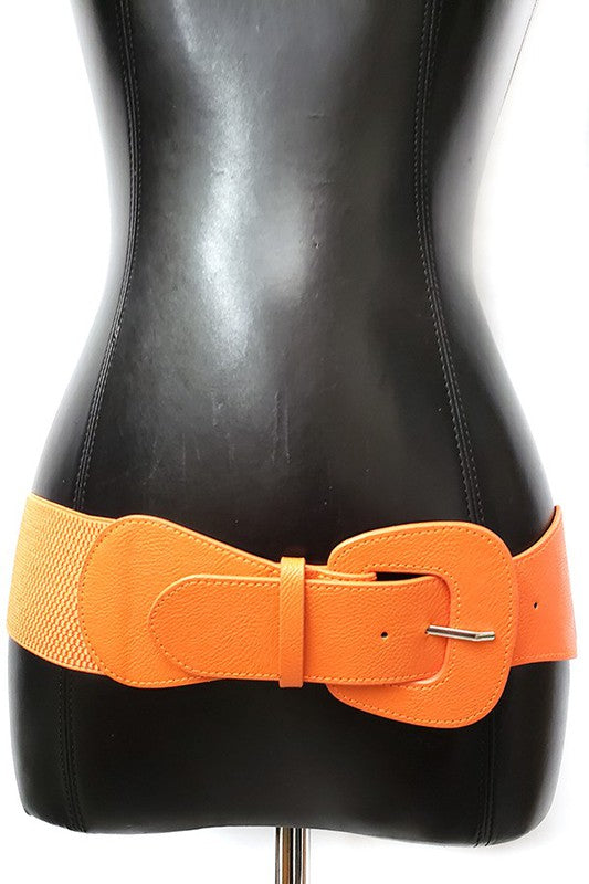 Elastic Buckle Belt: Orange