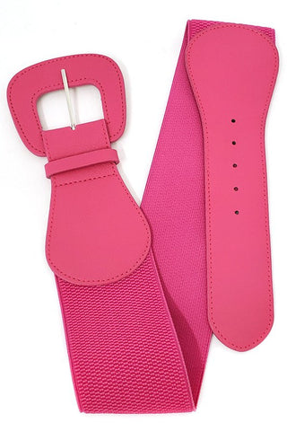 Adjustable Skinny Gold Bow Belt: Hot Pink