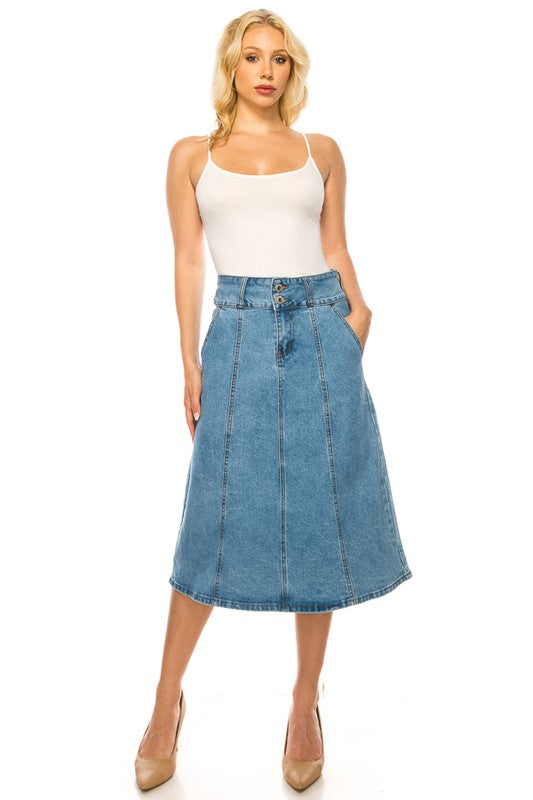 Stone Wash Denim Skirt