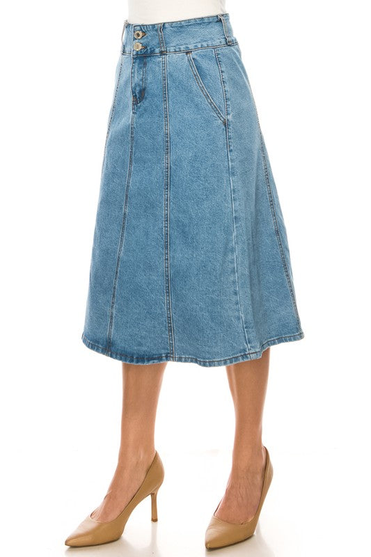 Stone Wash Denim Skirt