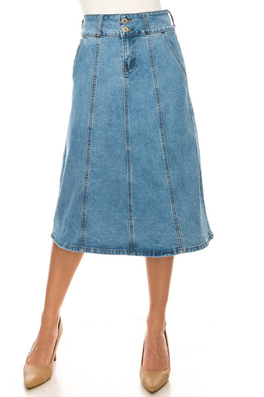 Stone Wash Denim Skirt