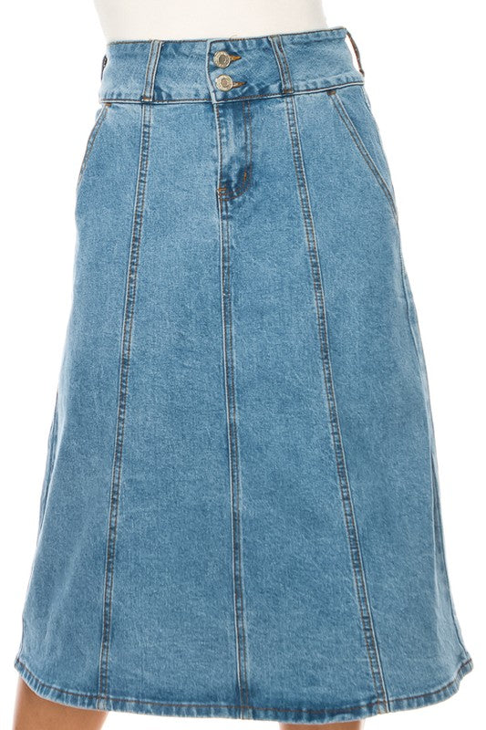 Stone Wash Denim Skirt