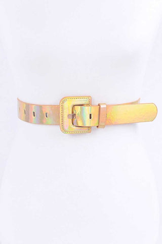 Faux Croc Skinny Belt: Red