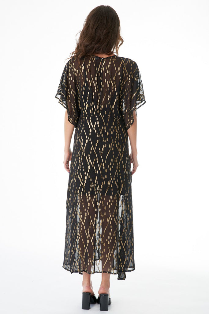 Gauzy & Golden Kimono Maxi Dress