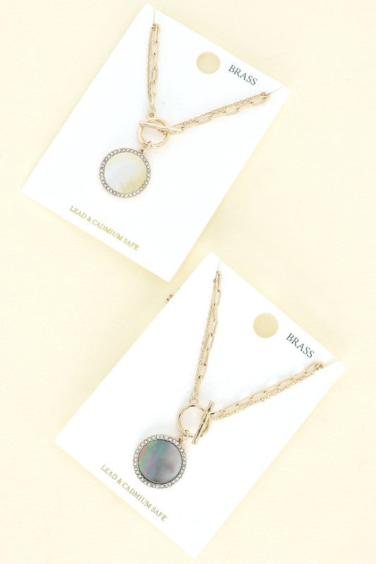 Mother Of Pearl Disc Necklace