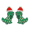 T-Rex Xmas Beaded Earrings