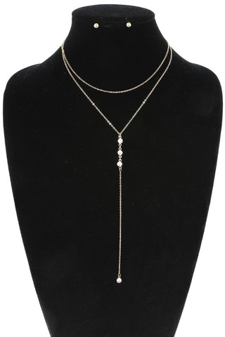 Mutli Strand Lariat Necklace: Silver