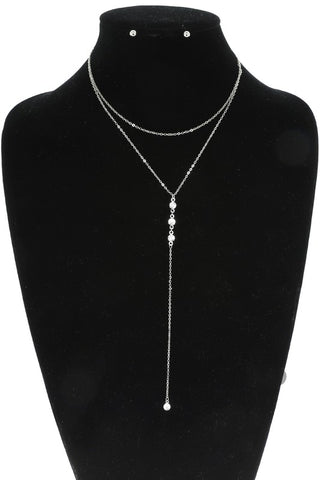 Waterfall Necklace Set: Silver