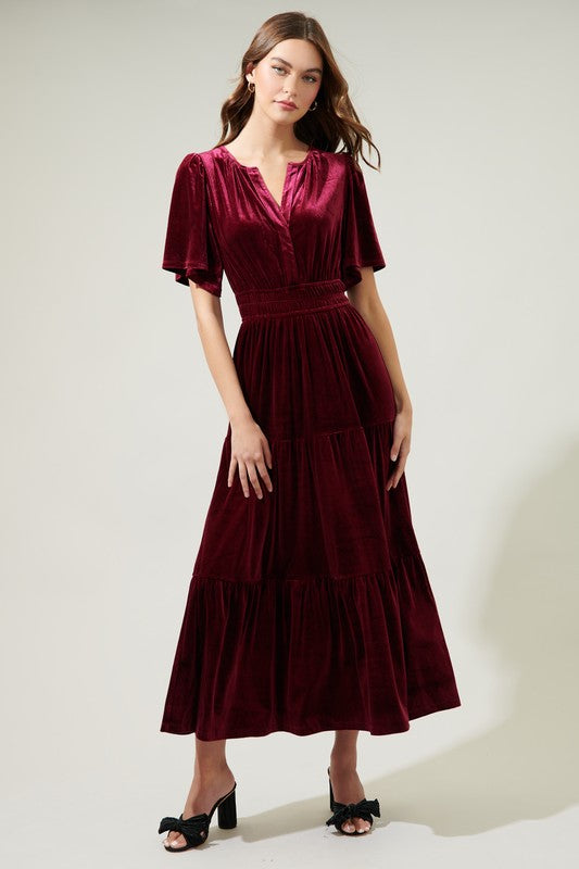 Merlot Velvet Maxi Dress