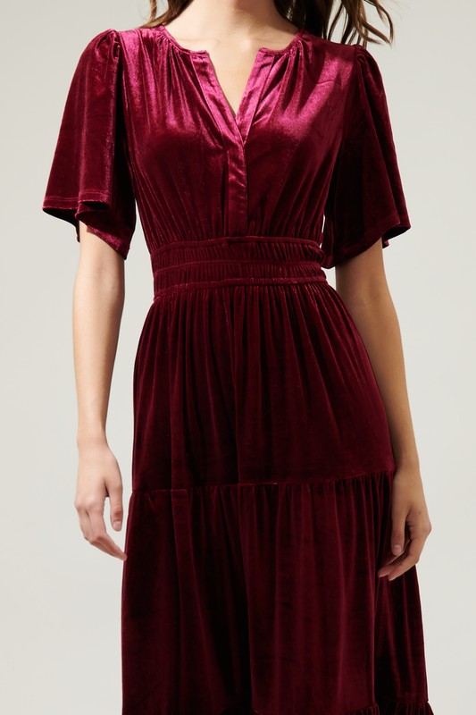 Merlot Velvet Maxi Dress