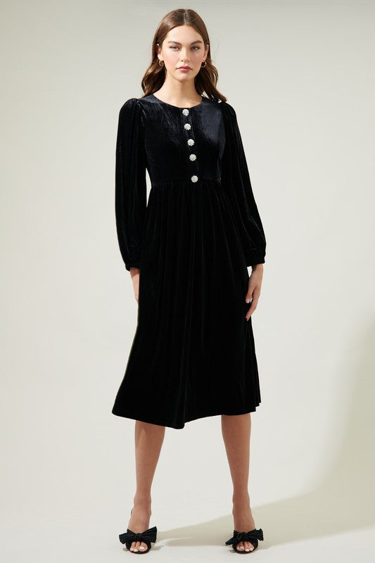 Vintage Glamour Velvet Midi Dress