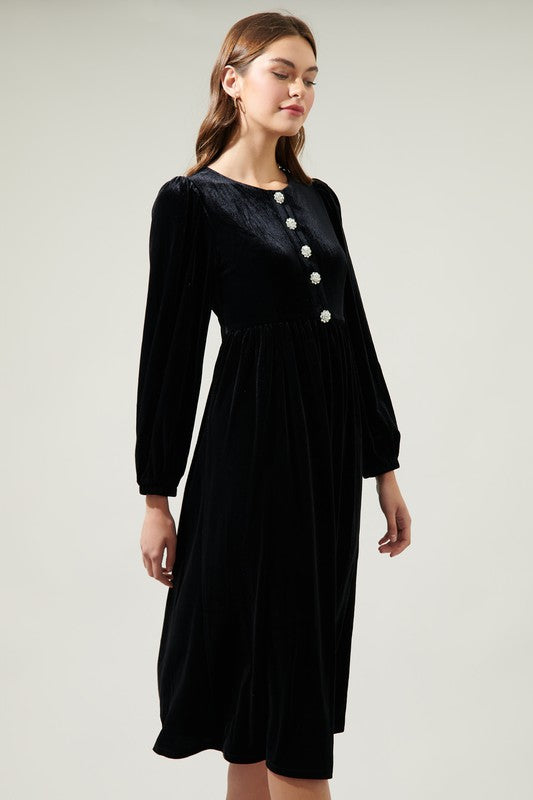 Vintage Glamour Velvet Midi Dress