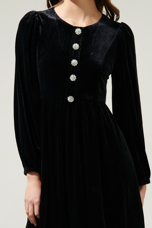 Vintage Glamour Velvet Midi Dress