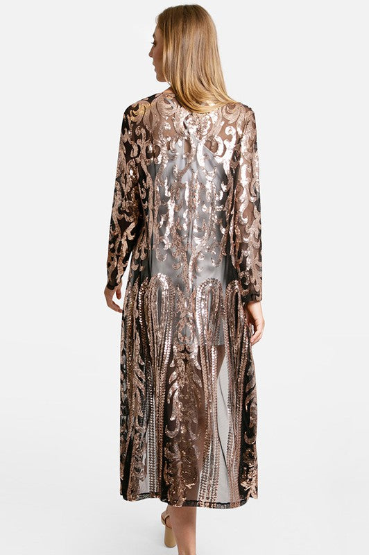 Rose Gold Sequin Kimono