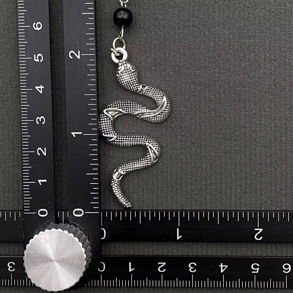 Snake Black Glass Beaded Necklace