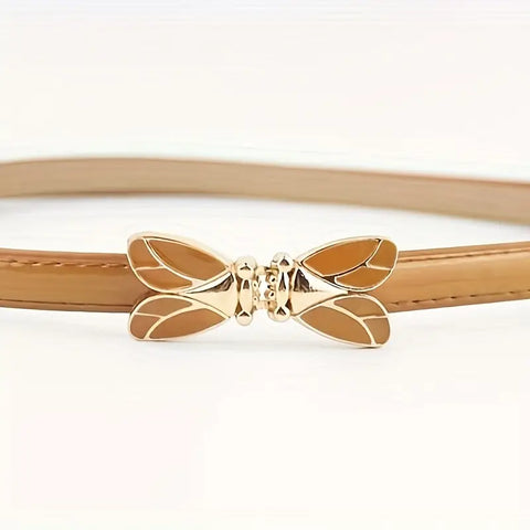 Faux Croc Buckle Belt: Sand