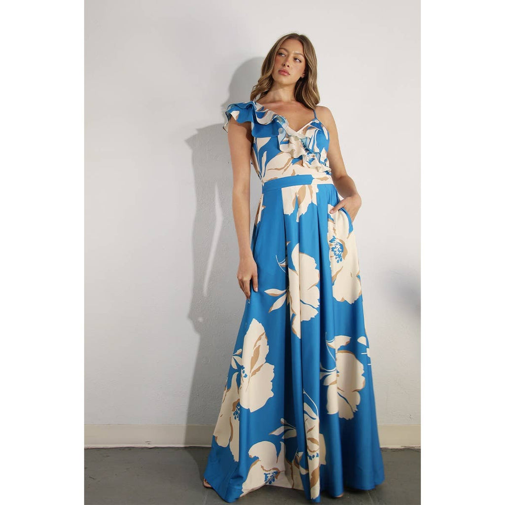 Jardin De Fleur Maxi Dress: Blue