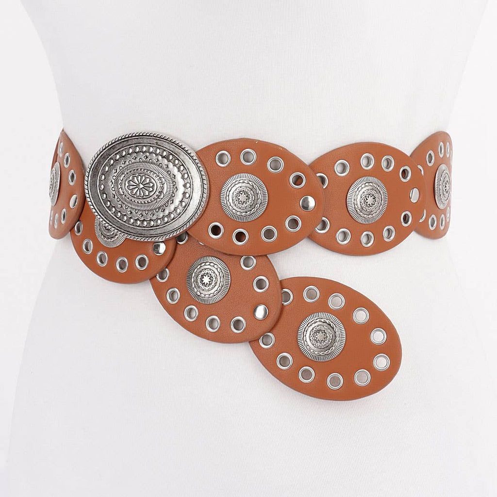 Silverwood Oval Western Belt: White