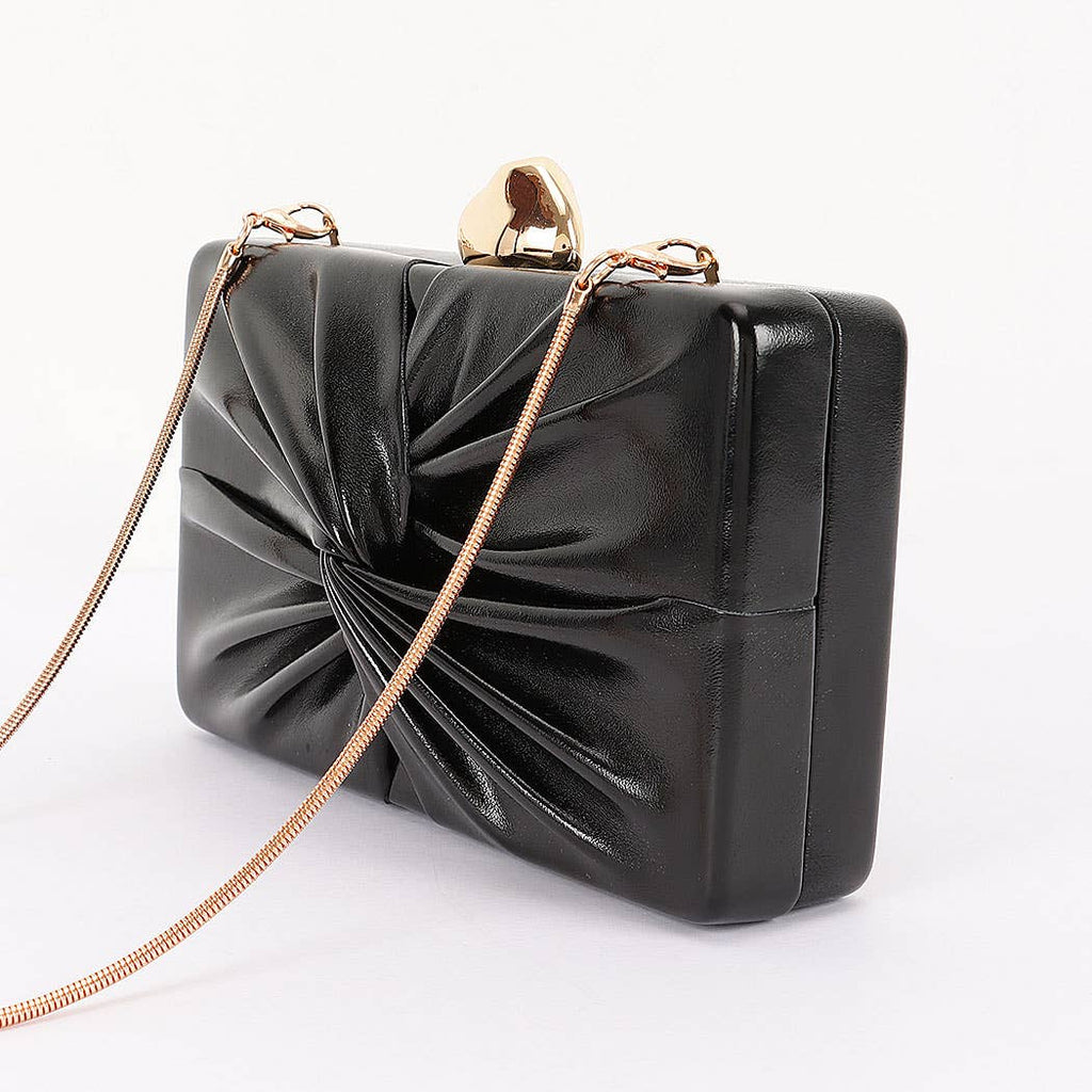 Twist Knot Hardcase Clutch: Silver