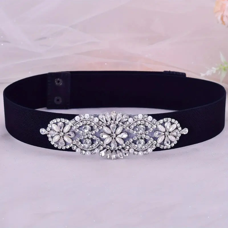 Deco Rhinestone Stretch Belt