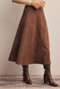 Stretch Suede A-Line Midi Skirt: Mocha