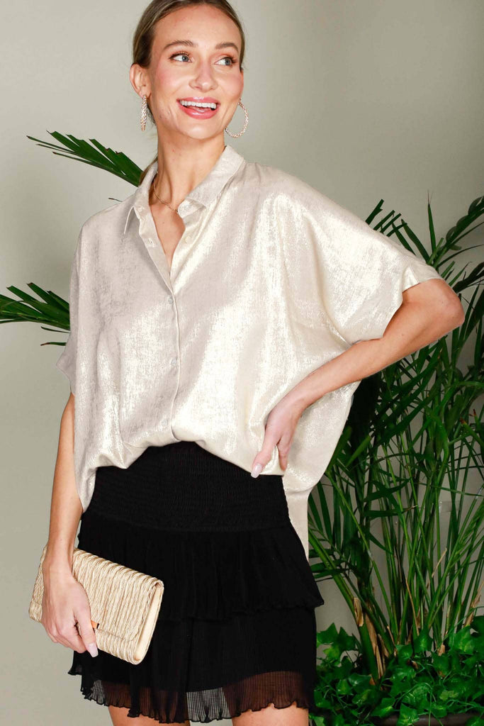 Metallic Champagne Blouse