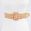 Faux Straw Elastic Belt: Khaki Daisy