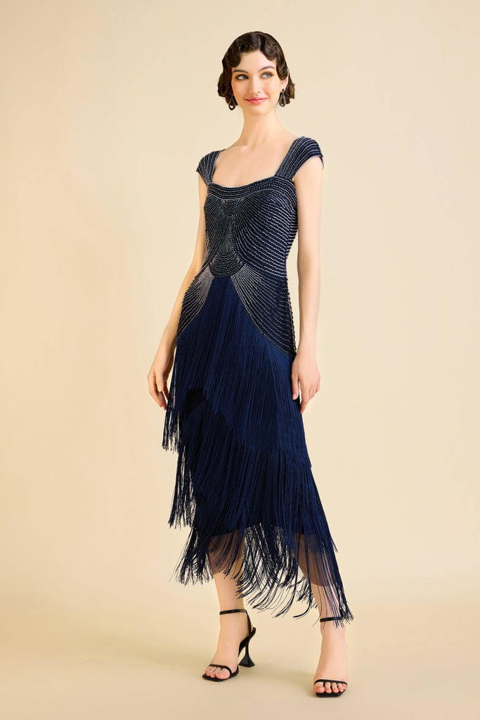 Marchesa Midnight Blue Beaded Dress