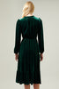 Charleston Ruffle Velvet Midi Dress: Green