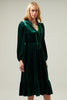 Charleston Ruffle Velvet Midi Dress: Green