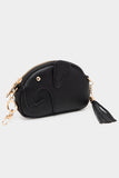 Elephant Tassel Keychain Mini Bag: Black
