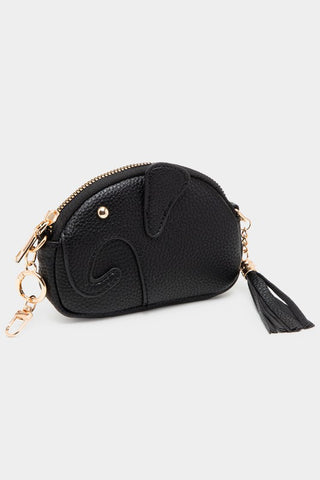 Elephant Tassel Keychain Mini Bag: Fuchsia