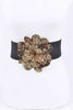 Plus Size Sequin Floral Belt: Gold