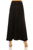 Button Front Black Denim Maxi Skirt