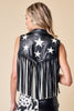 Faux Leather Star Fringe Vest