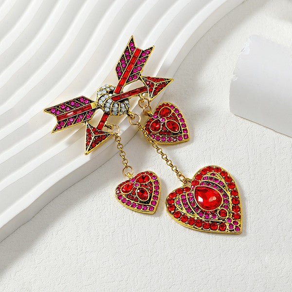 Rhinestone Arrow Of Love Brooch