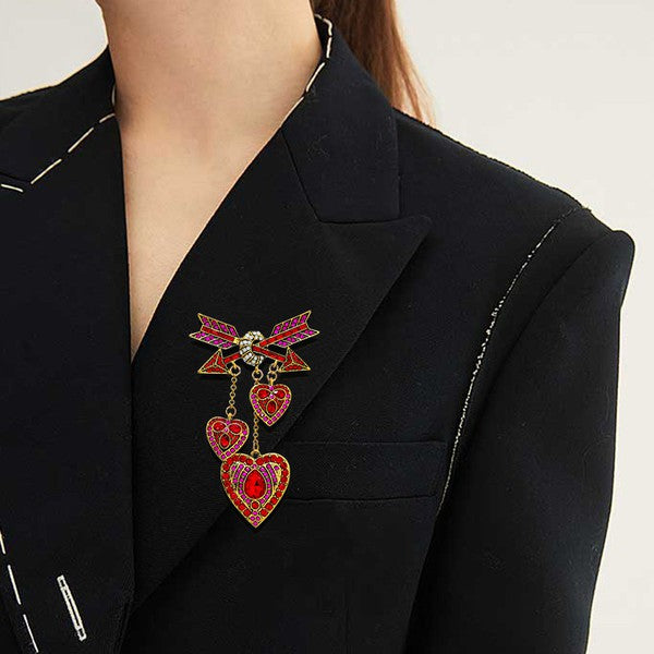 Rhinestone Arrow Of Love Brooch