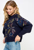 Navy Embroidered Sweater